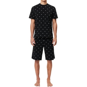 Lacoste Men’s Printed Cotton Pyjama Set(Midnight Blue/Natural White)