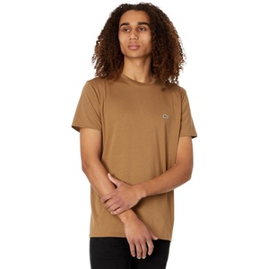 Lacoste Men’s Short Sleeve Pima Jersey Crew Neck Tee(Cookie)