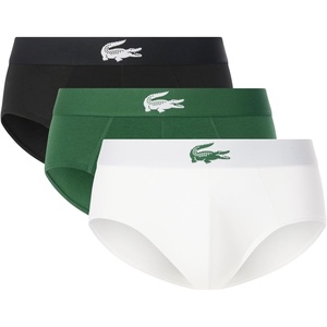 Lacoste Men’s Stretch Jersey Briefs, 3-pack(White/Green/Black)