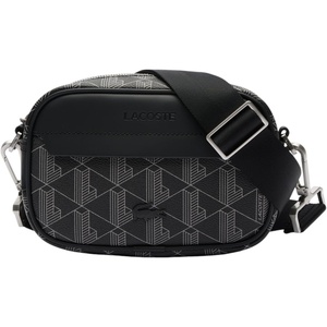 Lacoste Men’s The Blend Small Monogram Canvas Crossbody Bag, Black, One Size