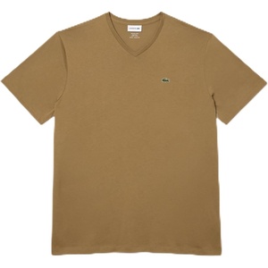 Lacoste Men’s V-Neck Jersey Pima T-Shirt – Plus Size(Cookie)