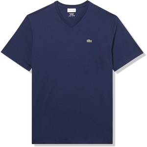Lacoste Men’s V-Neck Jersey Pima T-Shirt – Plus Size(Navy Blue)