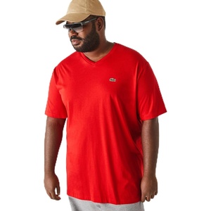 Lacoste Men’s V-Neck Jersey Pima T-Shirt – Plus Size(Red)
