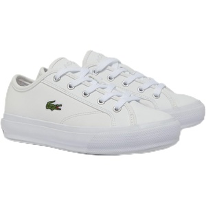 Lacoste Unisex-Child Backcourt Sneakers(White/Gloss/Log/Marzipan/Java Blue)