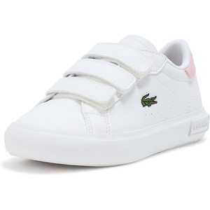 Lacoste Unisex-Child Powercourt Sneakers(White & Light Pink)