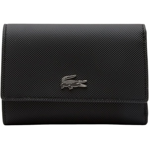 Lacoste Women’s Anna Snap Close Flap Billfold Wallet(Black)
