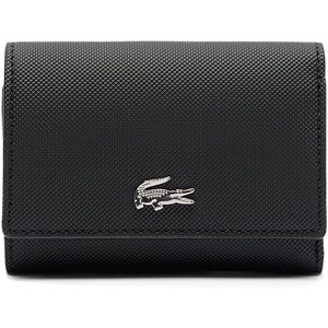 Lacoste Women’s Anna Snap Close Flap Billfold Wallet(Black/Beige)