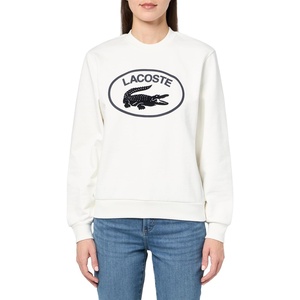 Lacoste Women’s Core Collection Relaxed Fit Branding Crew Neck Sweatshirt(Flour)