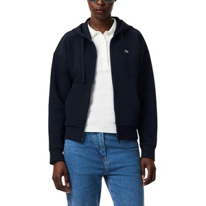 Lacoste Womens Double Face Pique Zip Up Hooded Sweatshirt(Abysm)