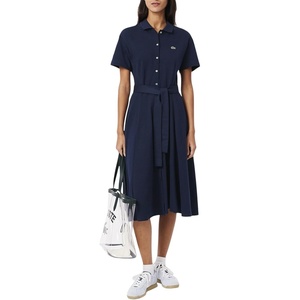 Lacoste Women’s Flared Mini Pique Polo Dress(Navy Blue)