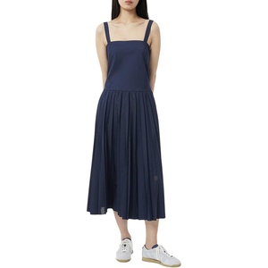 Lacoste Women’s Long Pleated Strap Dress(Navy Blue)