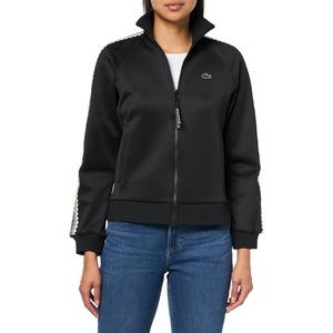 Lacoste Women’s Loose Fit Logo Stripe Zip-up Sweatshirt(Black)
