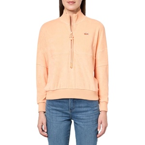 Lacoste Women’s Oversize High Neck Zipped Fleece Sweatshirt(Ledge Coral)