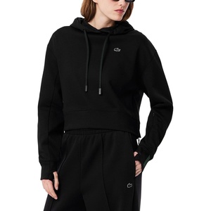 Lacoste Women’s Short Cut Cotton Hoodie(Black)