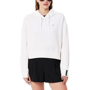 Lacoste Women’s Short Cut Cotton Hoodie(White)