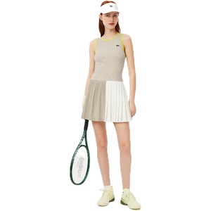 Lacoste Women’s Sport Ultra Dry Tennis Dress with Removable Liner(Hammam/White/Firefly)