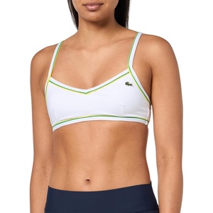 Lacoste Women’s Trim Accent Swim Top(White/Pineapple/Green)