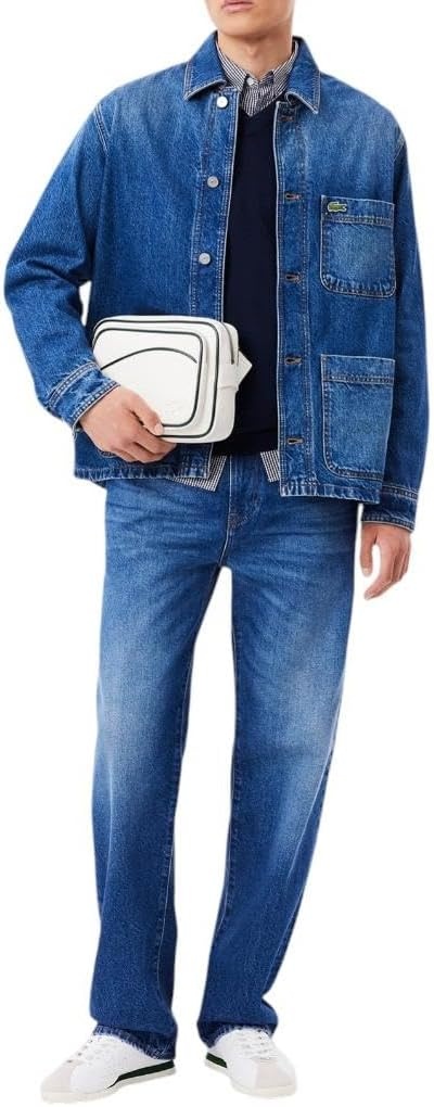 image:imageLacoste Mens 5 Pocket Straight Cut Indigo JeansWashed Deep Medium