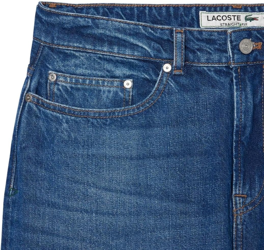 image:imageLacoste Mens 5 Pocket Straight Cut Indigo JeansWashed Deep Medium