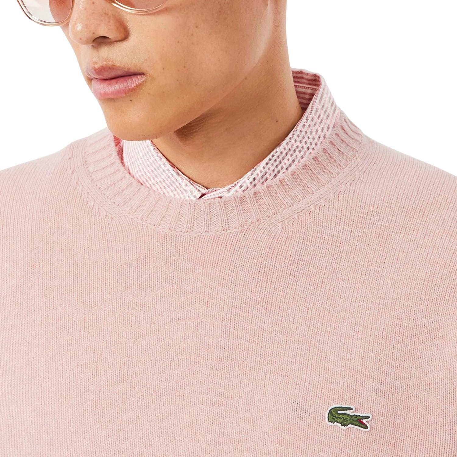 image:imageLacoste Mens Carded Wool Crew Neck SweaterNidus Chine