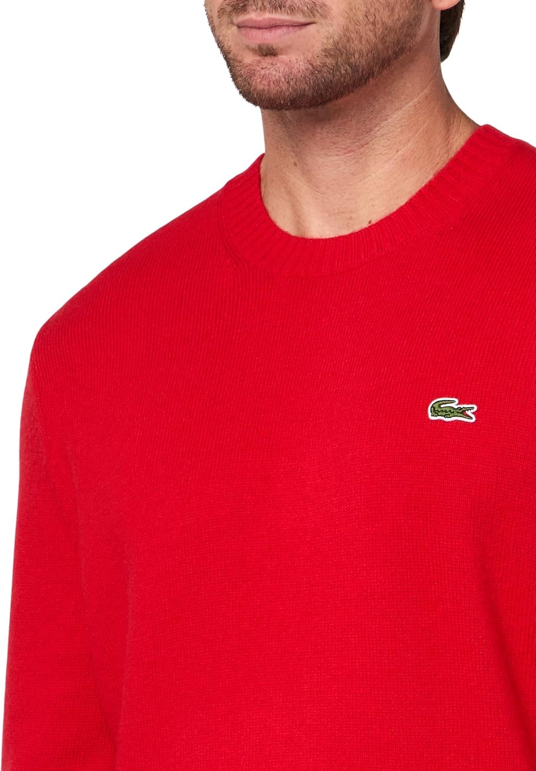 image:imageLacoste Mens Carded Wool Crew Neck SweaterRed