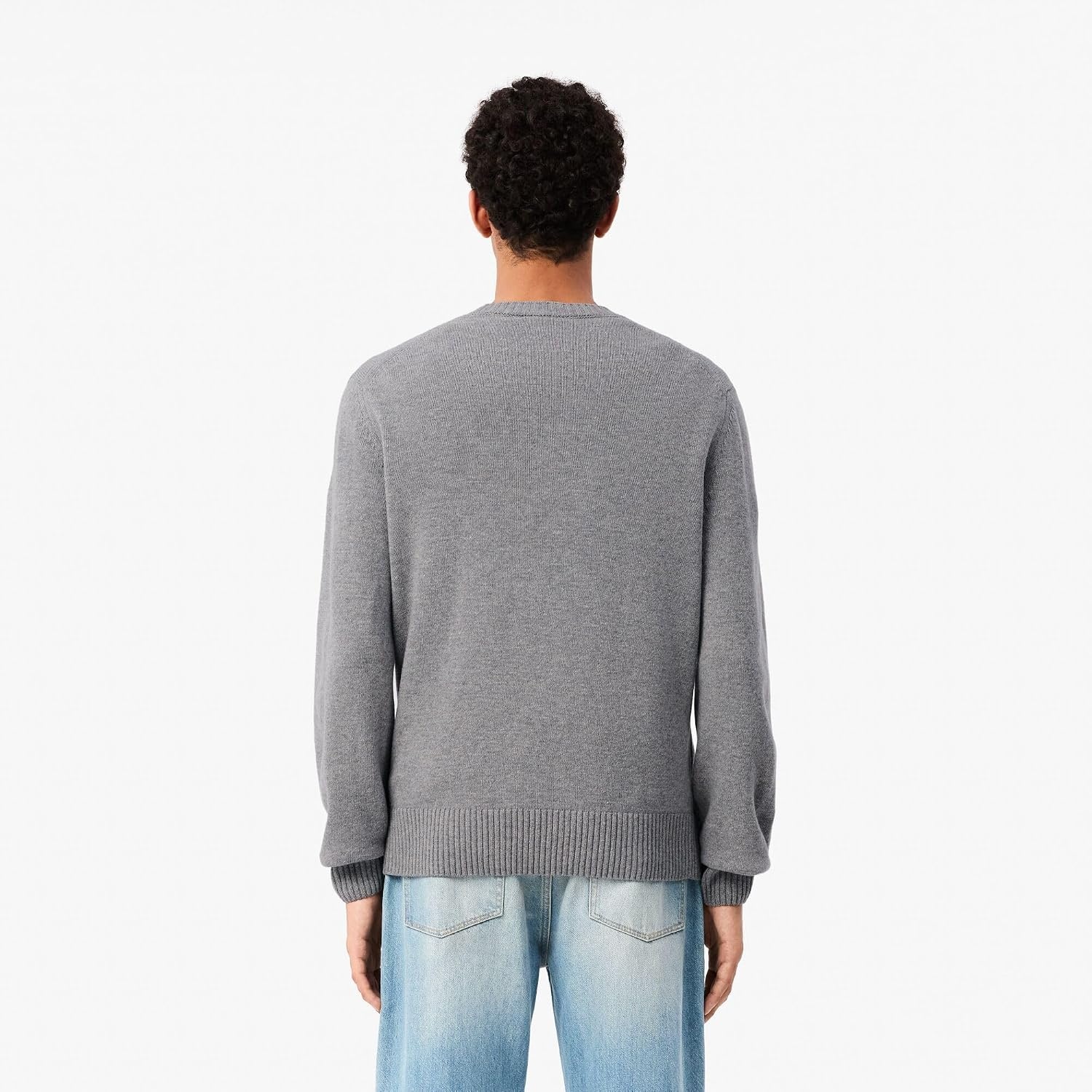 image:imageLacoste Mens Carded Wool Crew Neck SweaterSilver Chine