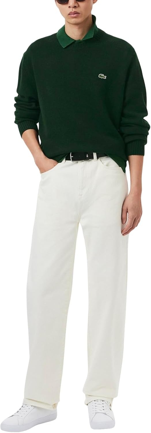 image:imageLacoste Mens Carded Wool Crew Neck SweaterSinople
