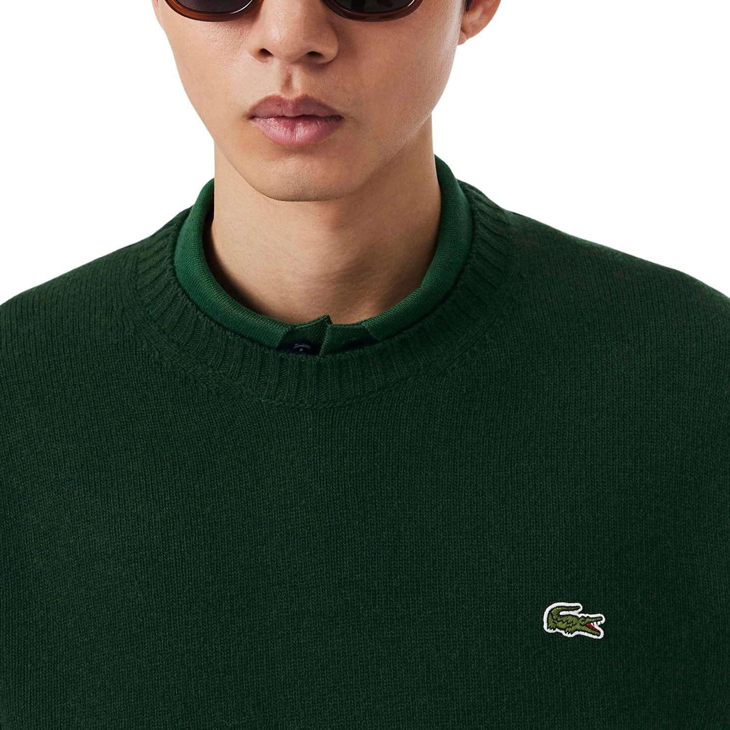 image:imageLacoste Mens Carded Wool Crew Neck SweaterSinople