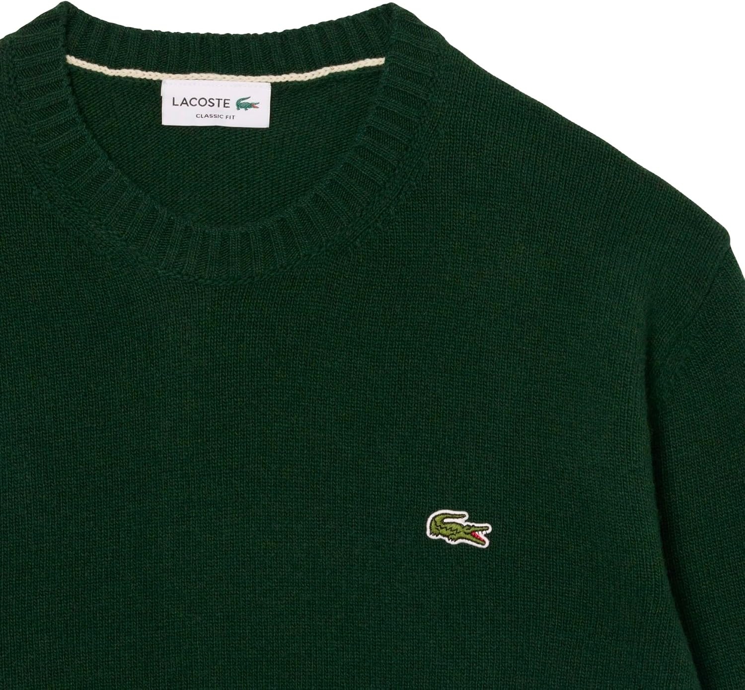 image:imageLacoste Mens Carded Wool Crew Neck SweaterSinople