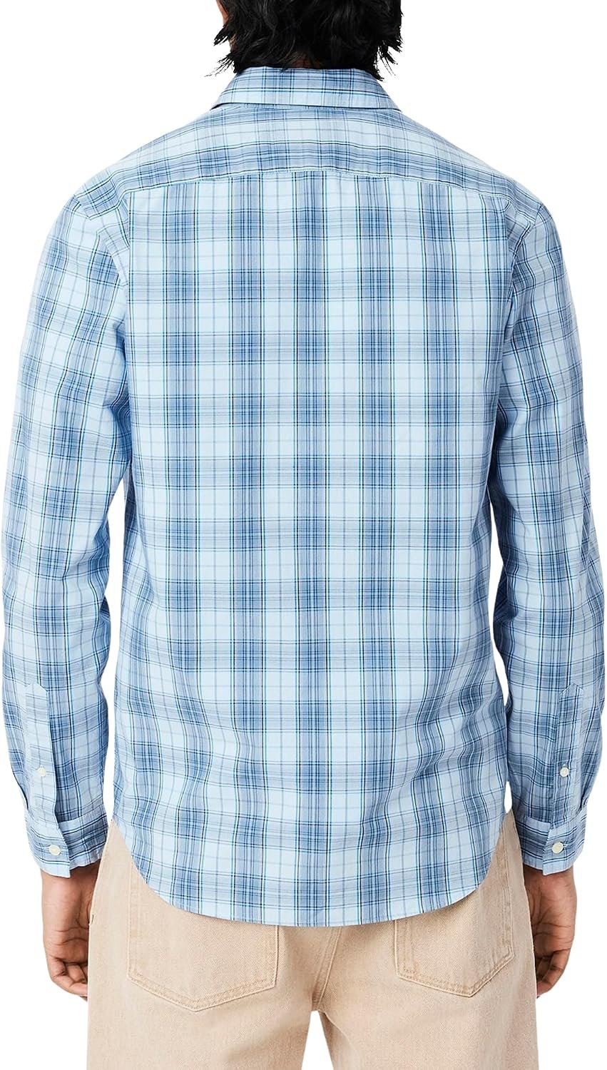 image:imageLacoste Mens Check Print Stretch ShirtRill Limestone Gipsy Blue