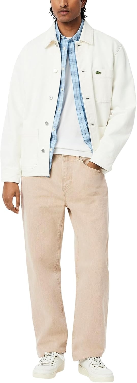 image:imageLacoste Mens Check Print Stretch ShirtRill Limestone Gipsy Blue