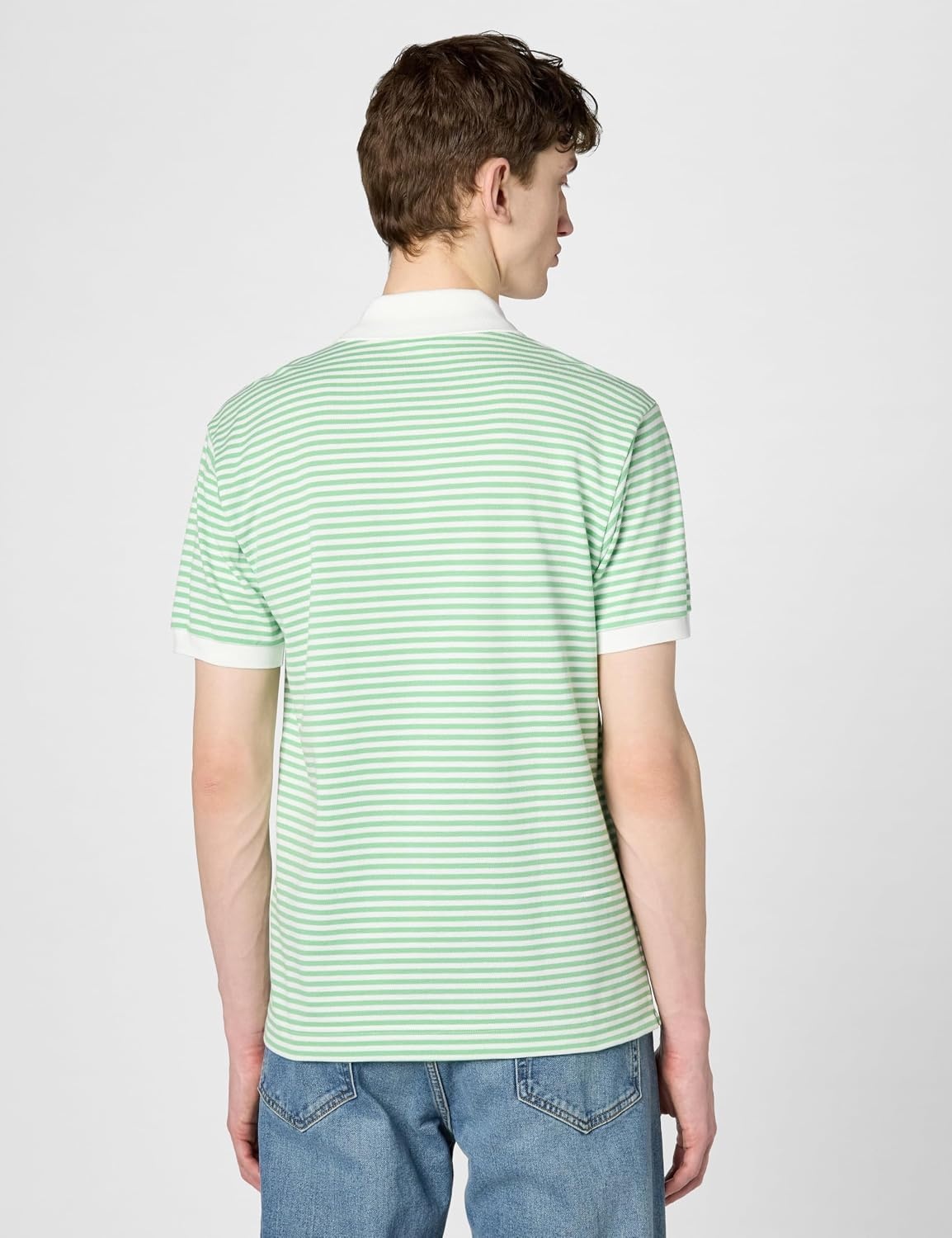 image:imageLacoste Mens Classic Fit L1212 Striped Petit Piqu Polo ShirtWhite Liamone