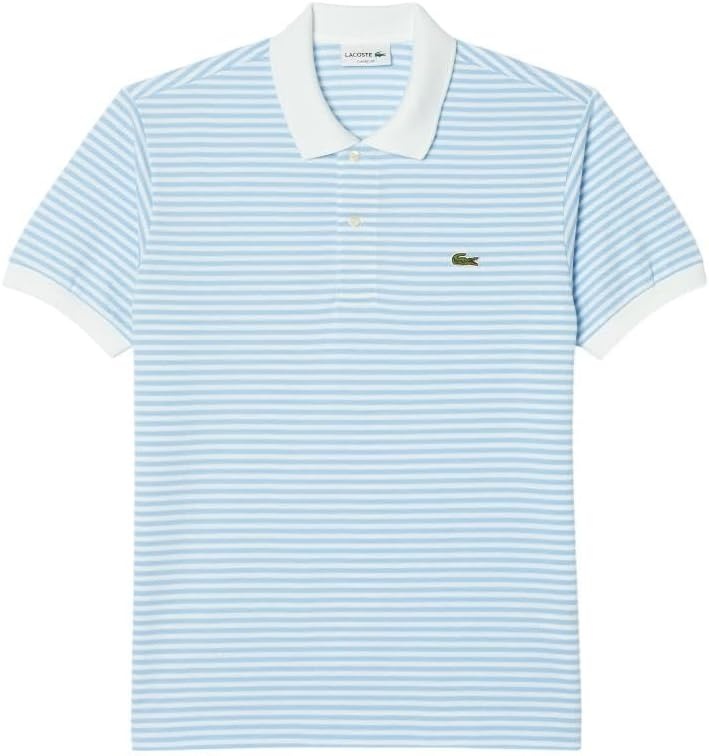 image:imageLacoste Mens Classic Fit L1212 Striped Petit Piqu Polo ShirtWhiteOverview