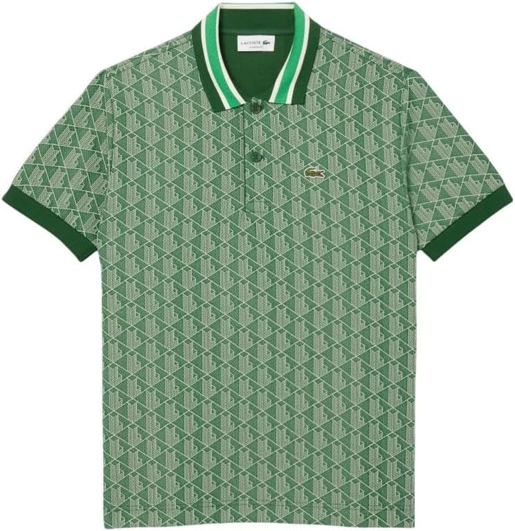 image:imageLacoste Mens Classic Fit Monogram Jacquard Polo ShirtCalathea Green