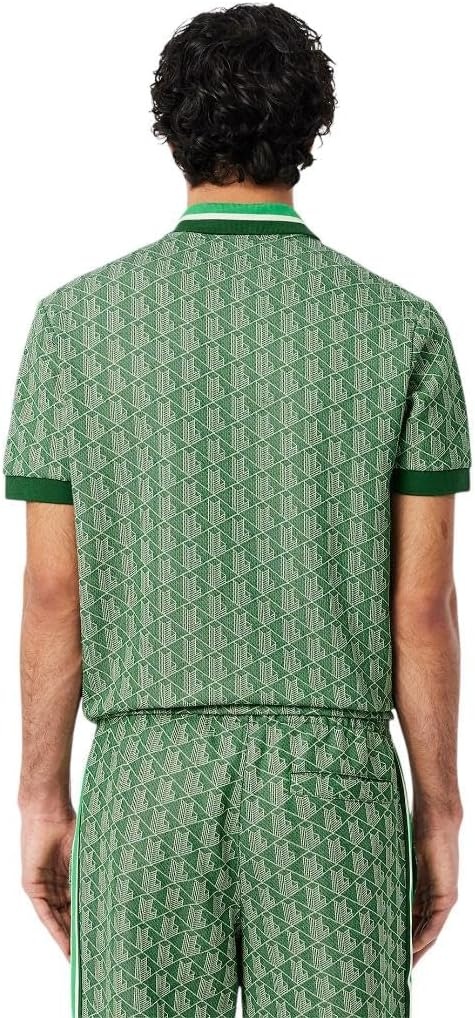 image:imageLacoste Mens Classic Fit Monogram Jacquard Polo ShirtCalathea Green