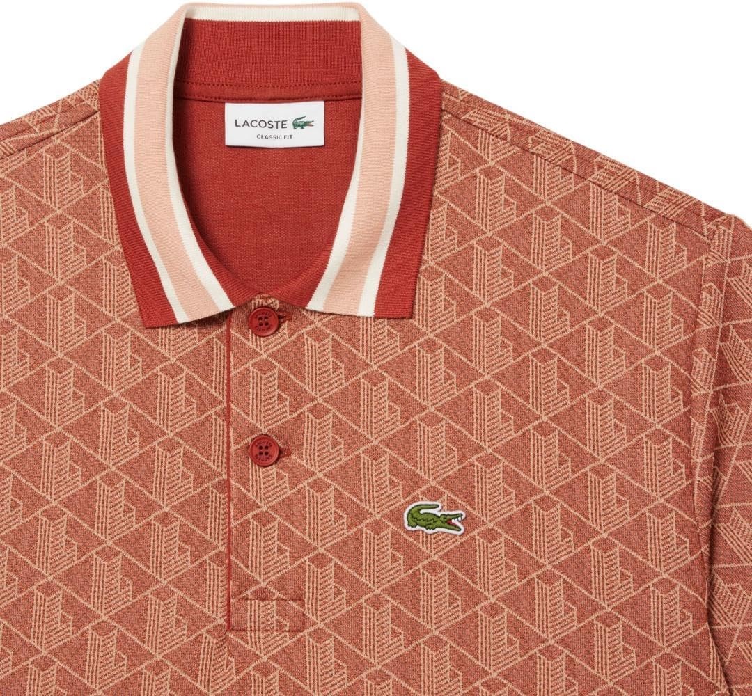 image:imageLacoste Mens Classic Fit Monogram Jacquard Polo ShirtIberisLatte