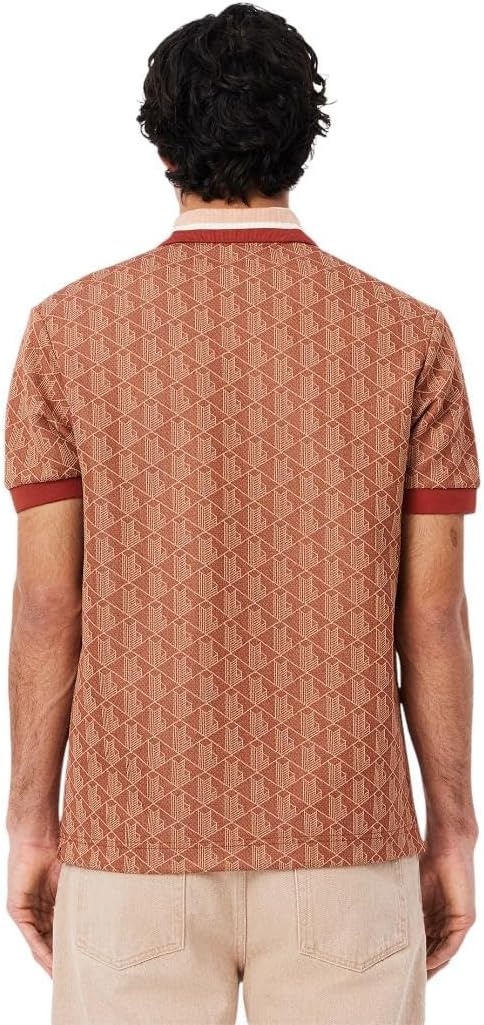 image:imageLacoste Mens Classic Fit Monogram Jacquard Polo ShirtIberisLatte