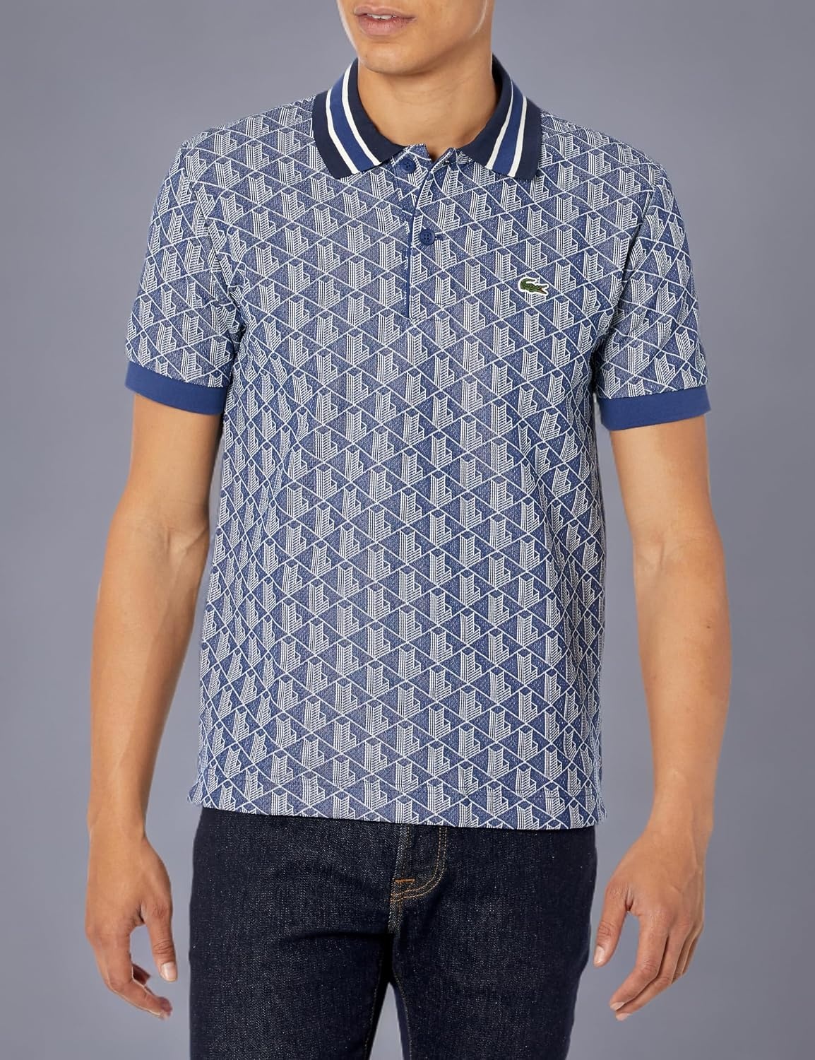 image:imageLacoste Mens Classic Fit Monogram Jacquard Polo ShirtMethyleneFlour