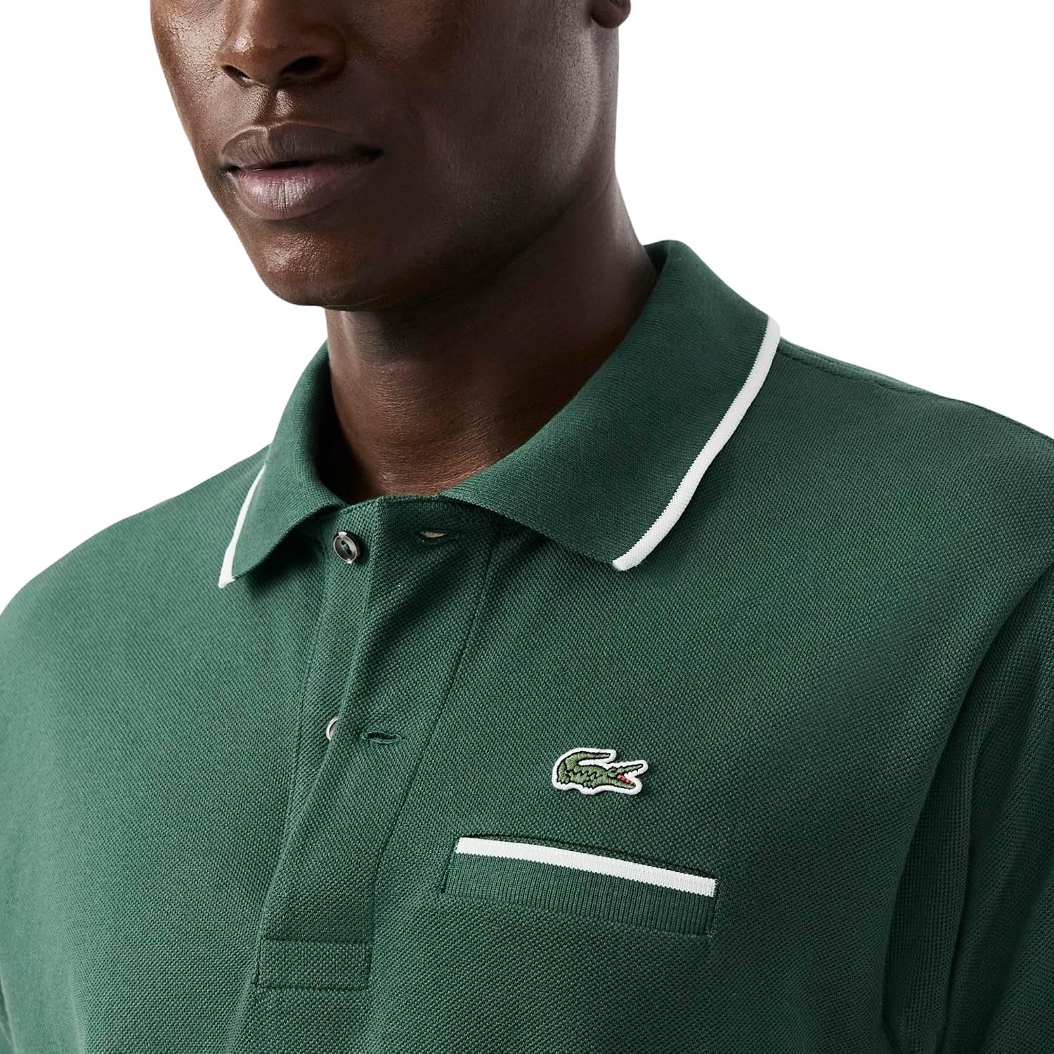 image:imageLacoste Mens Classic Fit Pocket Accent L1212 Polo ShirtGreenFlour