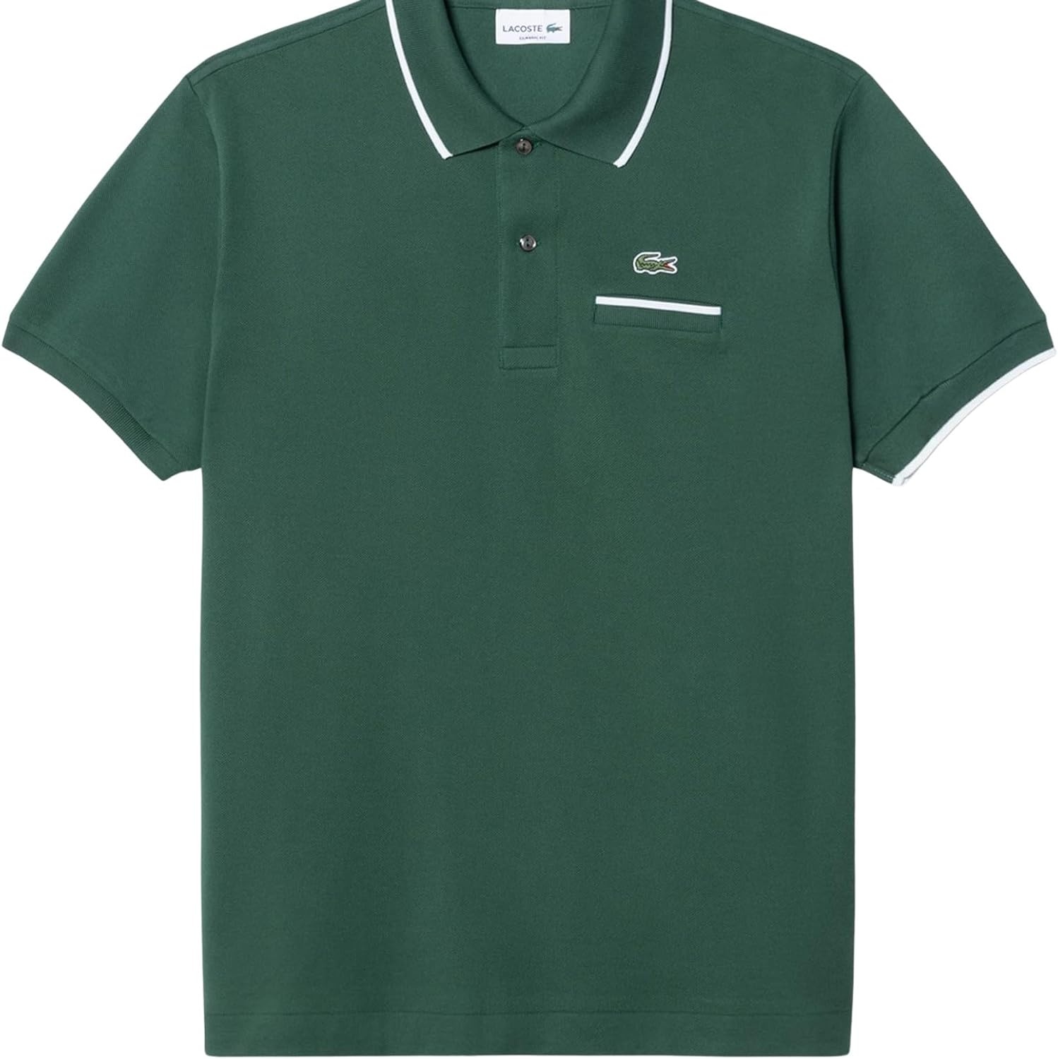 image:imageLacoste Mens Classic Fit Pocket Accent L1212 Polo ShirtGreenFlour