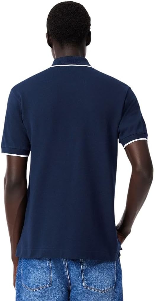 image:imageLacoste Mens Classic Fit Pocket Accent L1212 Polo ShirtNavy BlueFlour