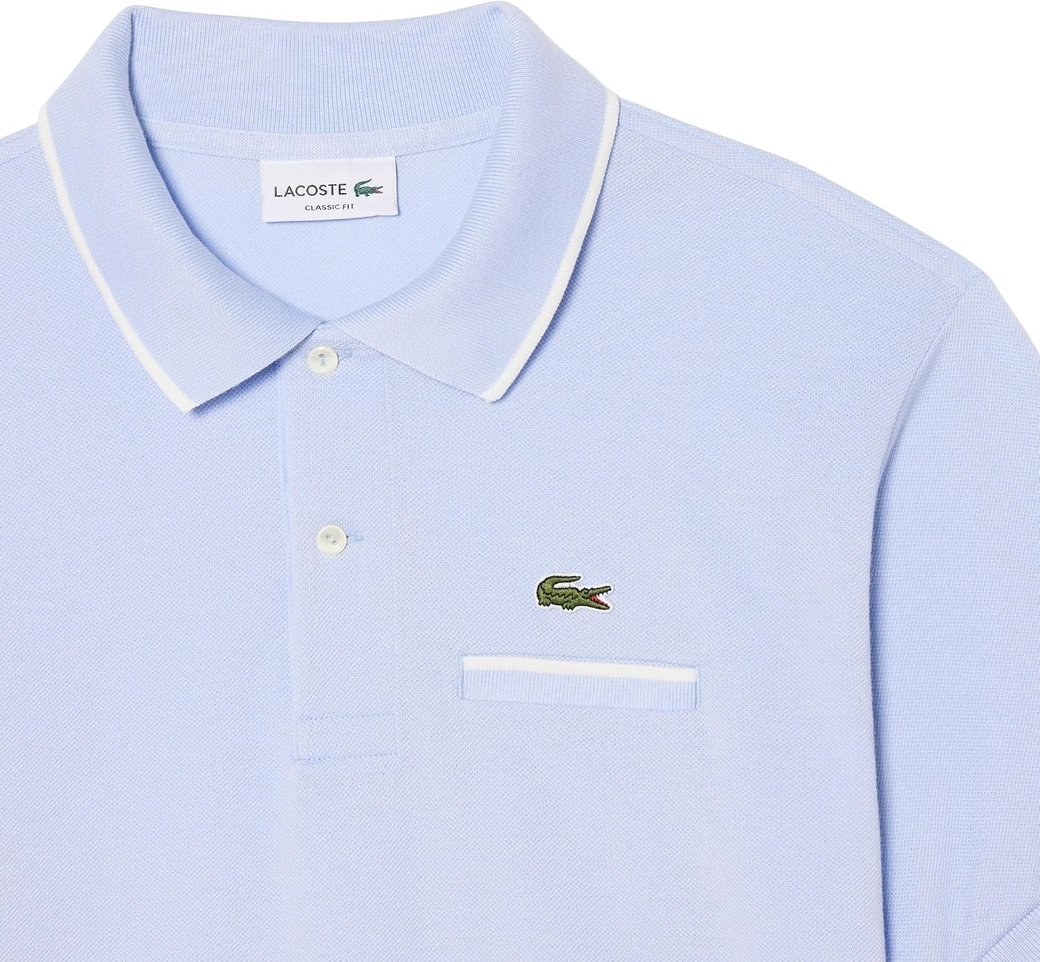 image:imageLacoste Mens Classic Fit Pocket Accent L1212 Polo ShirtPhoenix BlueFlour
