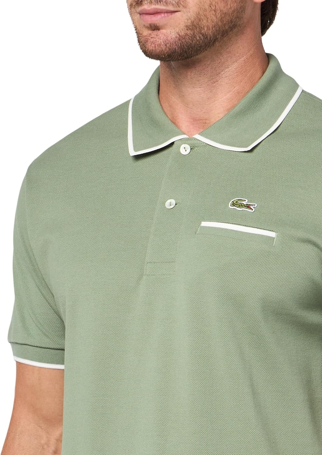 image:imageLacoste Mens Classic Fit Pocket Accent L1212 Polo ShirtThymeFlour