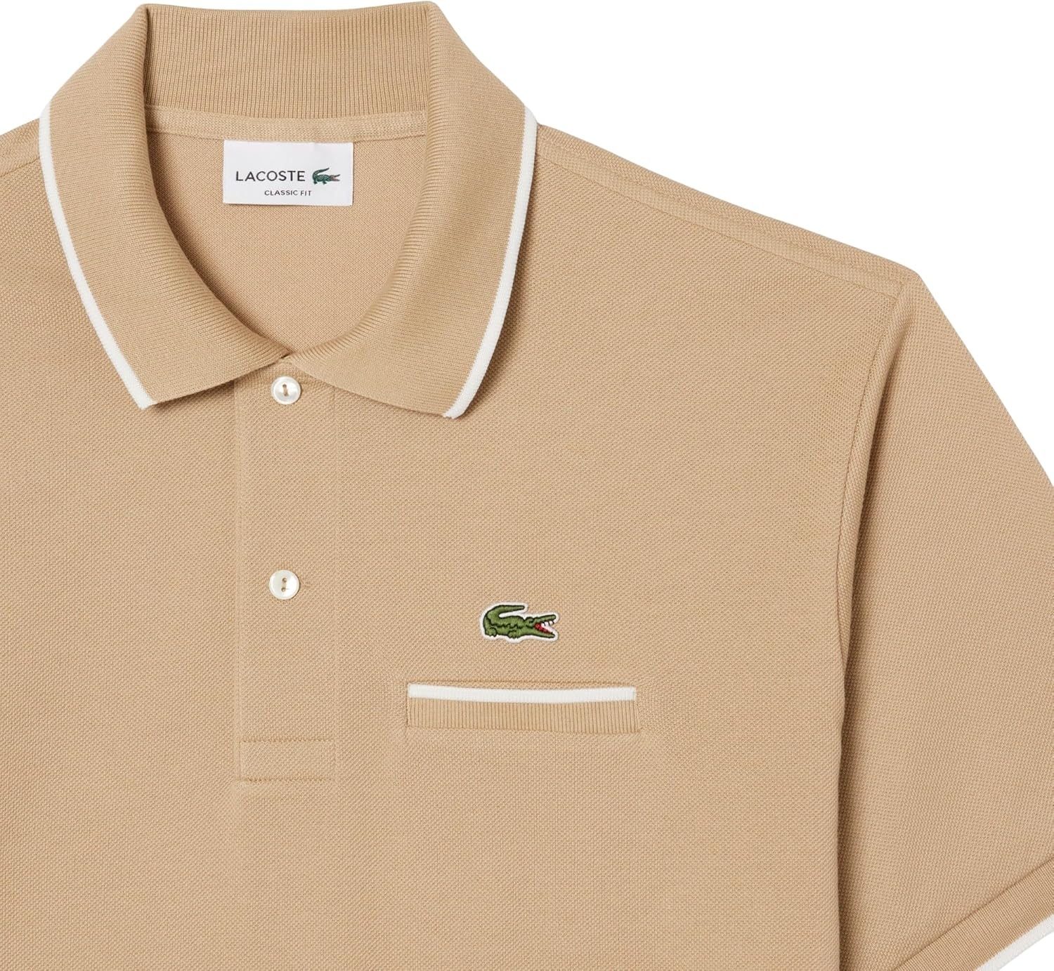image:imageLacoste Mens Classic Fit Pocket Accent L1212 Polo ShirtVienneseFlour