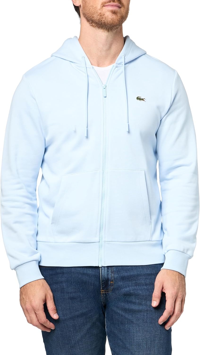 image:imageLacoste Mens Classic Fit Zipped Fleece SweatshirtLight Blue