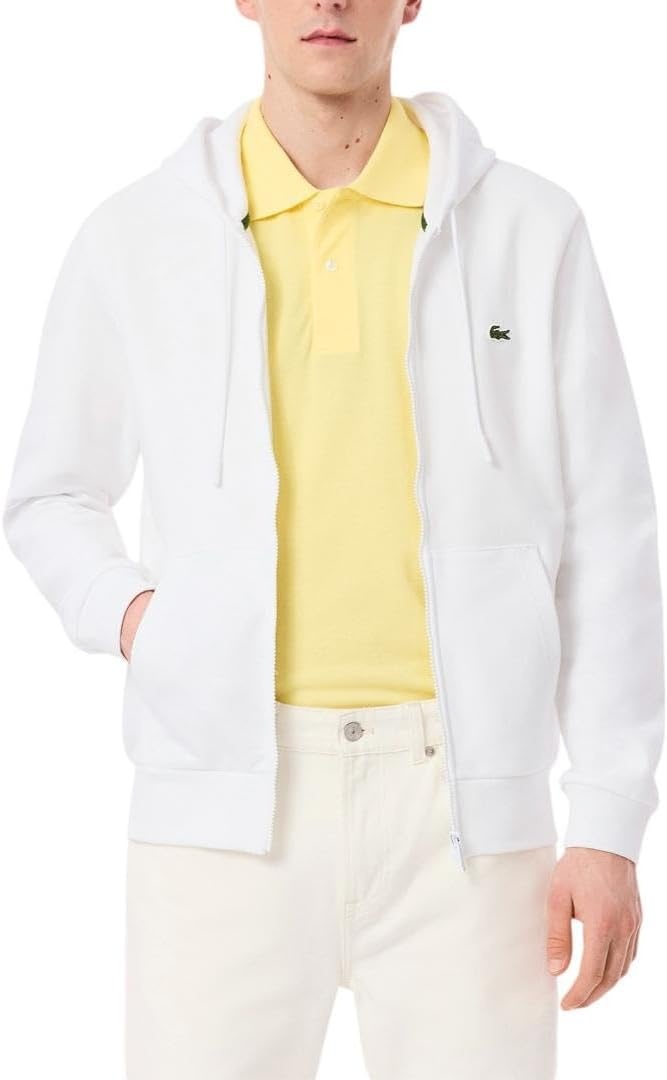 image:imageLacoste Mens Classic Fit Zipped Fleece SweatshirtWhite