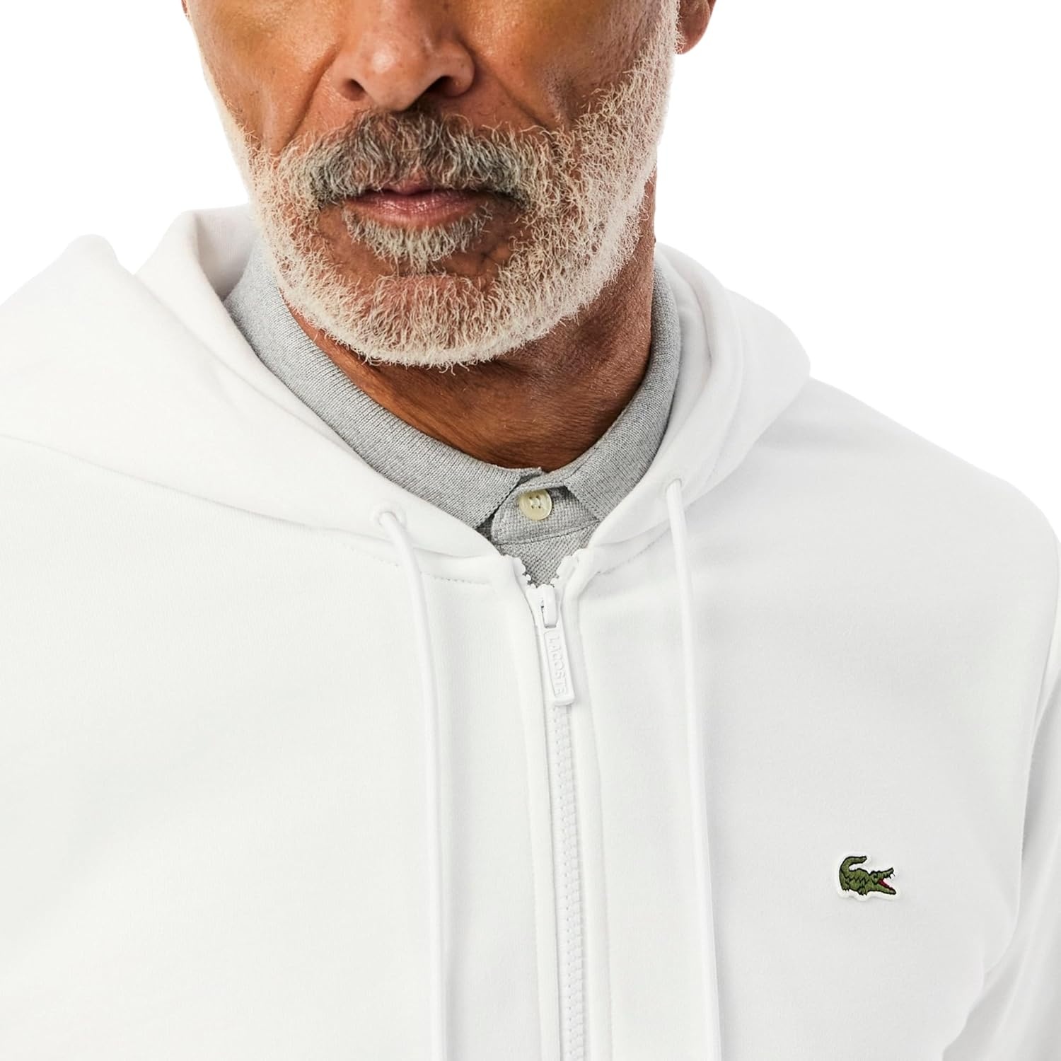 image:imageLacoste Mens Classic Fit Zipped Fleece SweatshirtWhite
