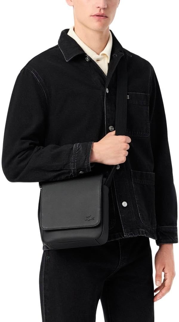 image:imageLacoste Mens Classic Flap Close Shoulder BagBlack Flap