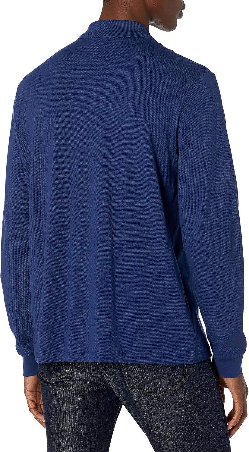 image:imageLacoste Mens Classic Long Sleeve Pique Polo ShirtDeauville Blue