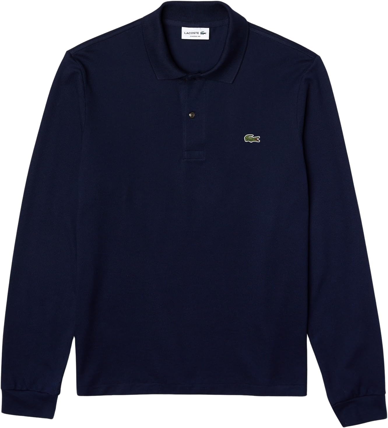 image:imageLacoste Mens Classic Long Sleeve Pique Polo ShirtNavy Blue